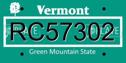 RC57302 Vermont License Plate