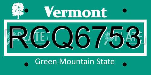 RCQ6753 Vermont License Plate