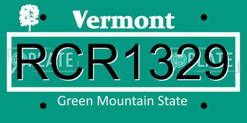 RCR1329 Vermont License Plate