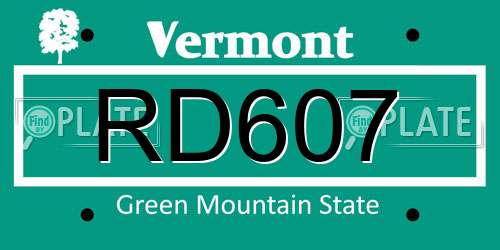RD607 Vermont License Plate