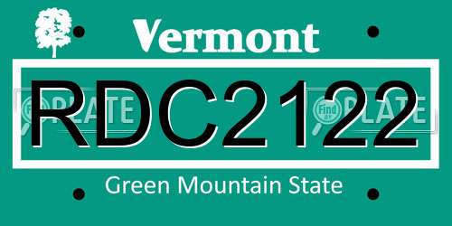 RDC2122 Vermont License Plate
