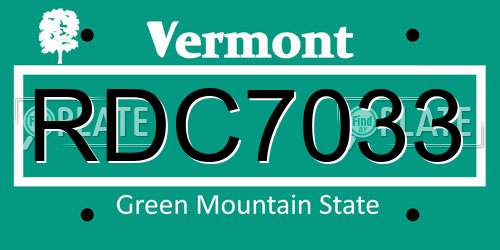 RDC7033 Vermont License Plate