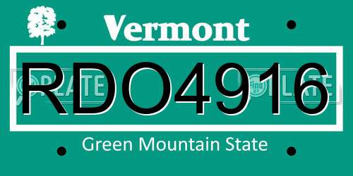 RDO4916 Vermont License Plate