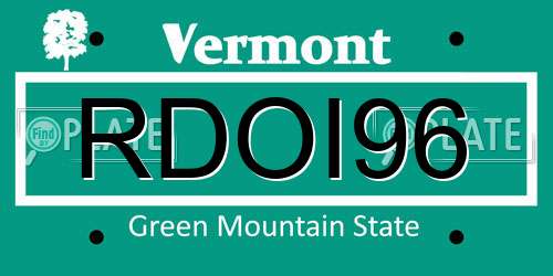 RDOI96 Vermont License Plate