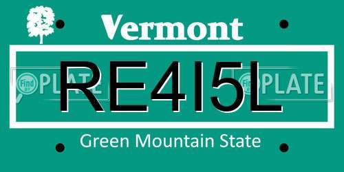 RE4I5L Vermont License Plate