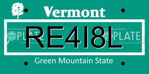 RE4I8L Vermont License Plate
