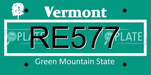 RE577 Vermont License Plate