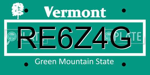 RE6Z4G Vermont License Plate