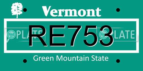 RE753 Vermont License Plate