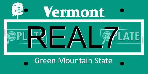 REAL7 Vermont License Plate
