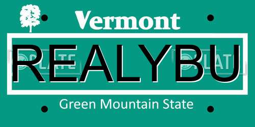 REALYBU Vermont License Plate