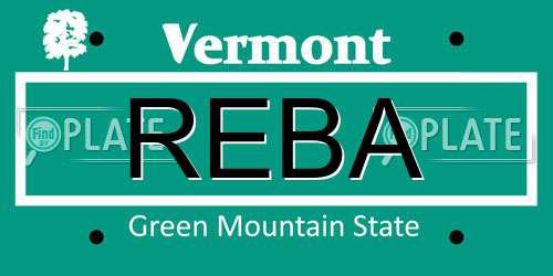 REBA Vermont License Plate