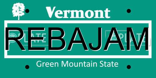 REBAJAM Vermont License Plate