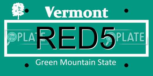 RED5 Vermont License Plate
