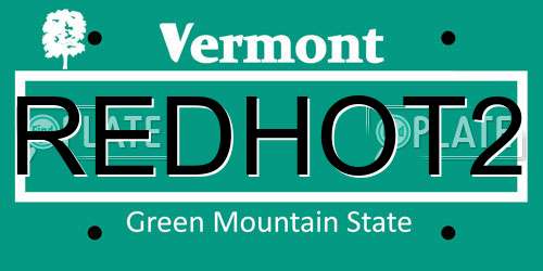 REDHOT2 Vermont License Plate