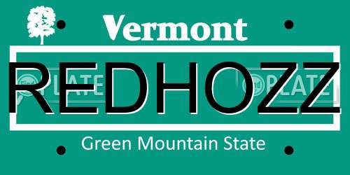 REDHOZZ Vermont License Plate