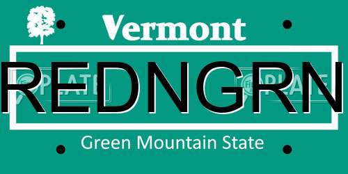 REDNGRN Vermont License Plate