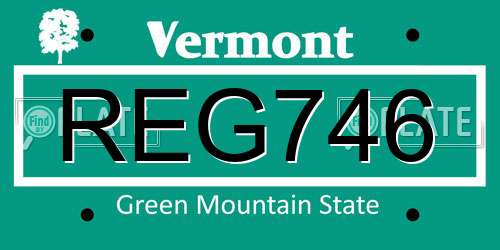 REG746 Vermont License Plate