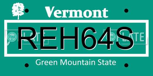 REH64S Vermont License Plate