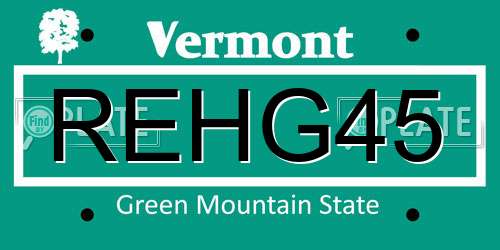 REHG45 Vermont License Plate