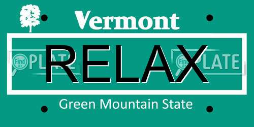 RELAX Vermont License Plate