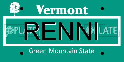 RENNI Vermont License Plate