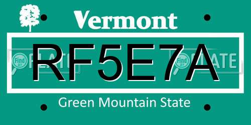 RF5E7A Vermont License Plate