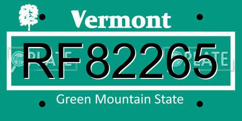 RF82265 Vermont License Plate