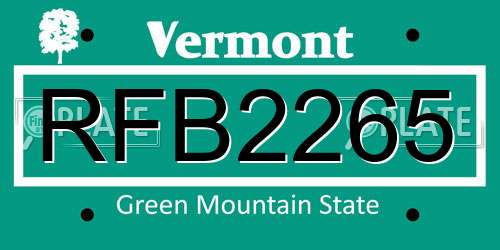 RFB2265 Vermont License Plate