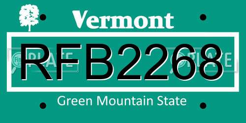 RFB2268 Vermont License Plate