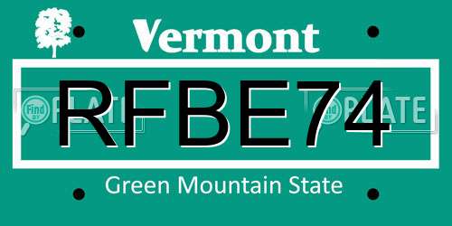 RFBE74 Vermont License Plate