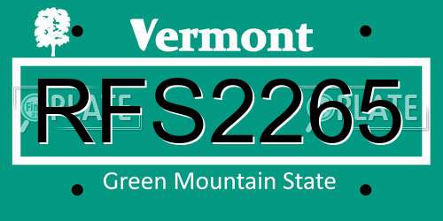 RFS2265 Vermont License Plate