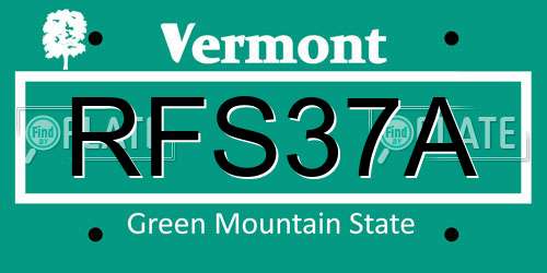 RFS37A Vermont License Plate