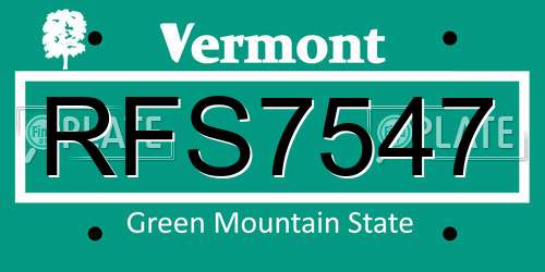 RFS7547 Vermont License Plate
