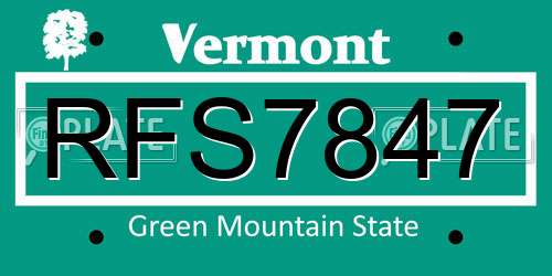 RFS7847 Vermont License Plate