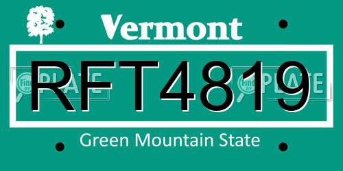 RFT4819 Vermont License Plate