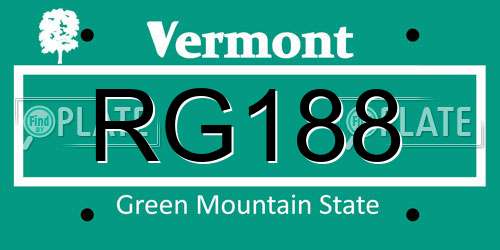 RG188 Vermont License Plate