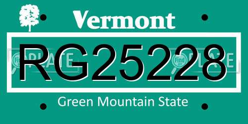 RG25228 Vermont License Plate