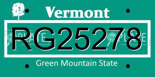 RG25278 Vermont License Plate