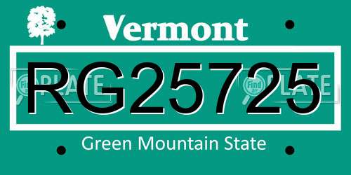RG25725 Vermont License Plate