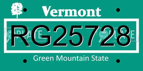 RG25728 Vermont License Plate