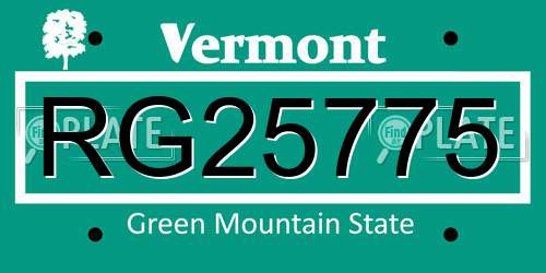 RG25775 Vermont License Plate