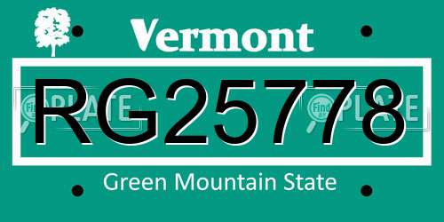 RG25778 Vermont License Plate