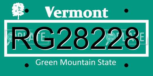 RG28228 Vermont License Plate