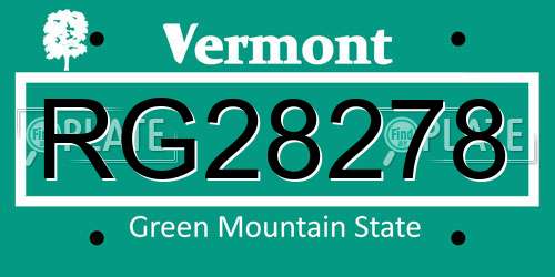 RG28278 Vermont License Plate