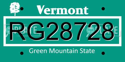 RG28728 Vermont License Plate