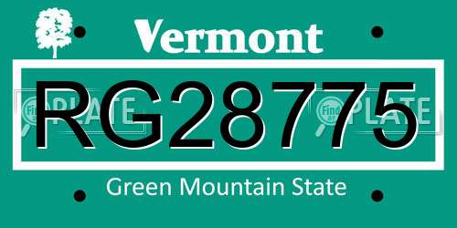RG28775 Vermont License Plate