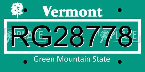 RG28778 Vermont License Plate