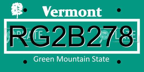 RG2B278 Vermont License Plate