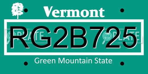 RG2B725 Vermont License Plate